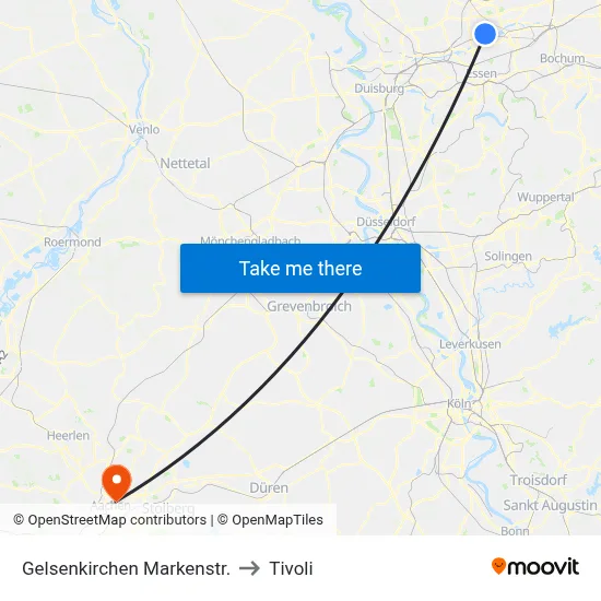Gelsenkirchen Markenstr. to Tivoli map