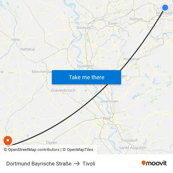 Dortmund Bayrische Straße to Tivoli map