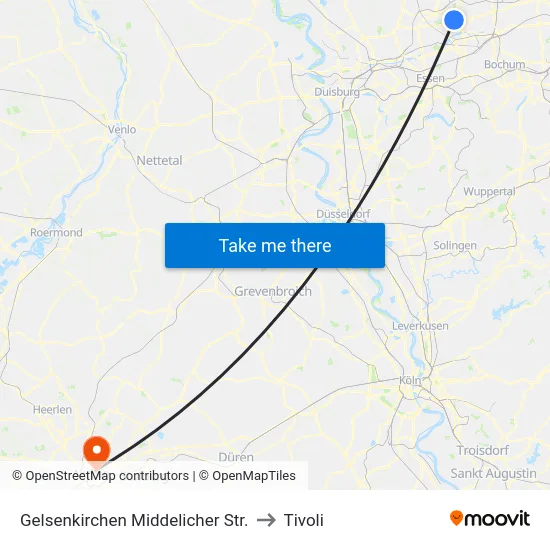Gelsenkirchen Middelicher Str. to Tivoli map