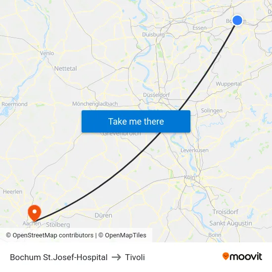 Bochum St.Josef-Hospital to Tivoli map