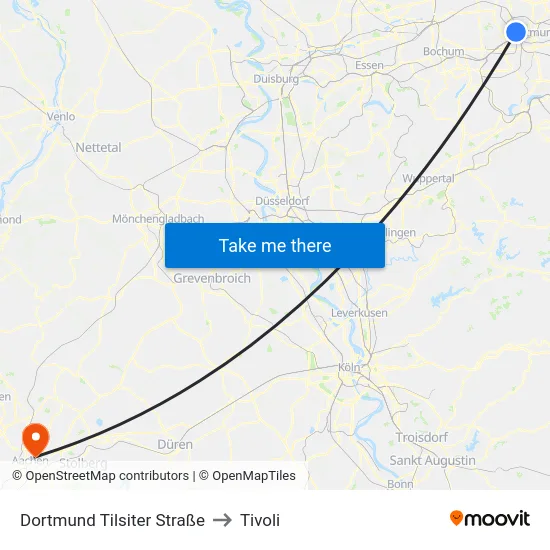Dortmund Tilsiter Straße to Tivoli map