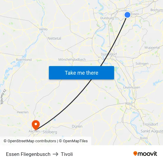 Essen Fliegenbusch to Tivoli map