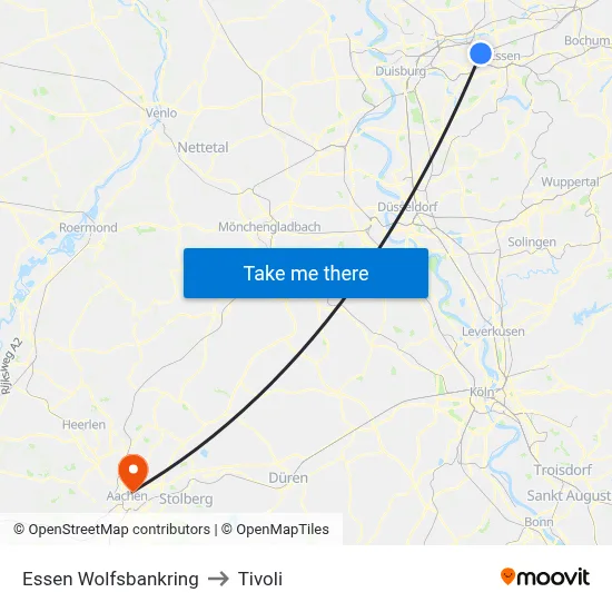 Essen Wolfsbankring to Tivoli map