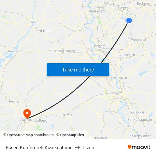 Essen Kupferdreh Krankenhaus to Tivoli map