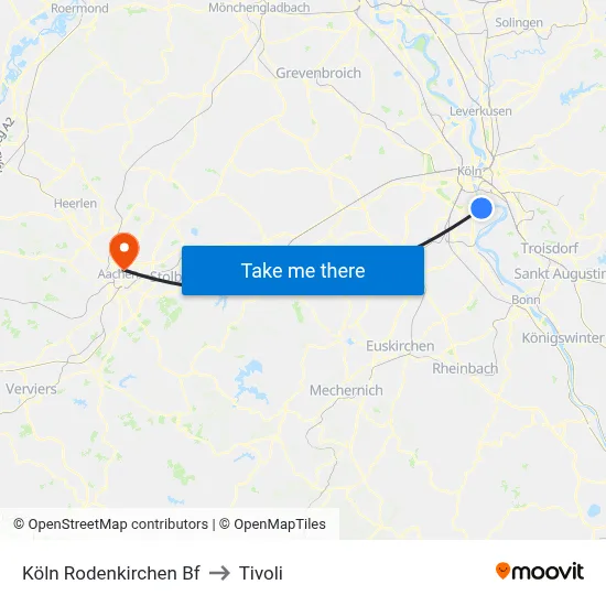 Köln Rodenkirchen Bf to Tivoli map