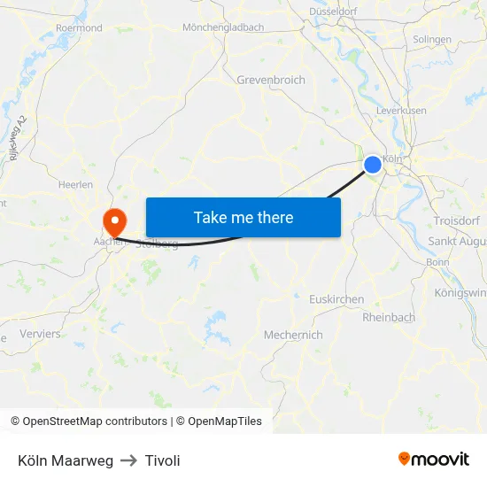 Köln Maarweg to Tivoli map