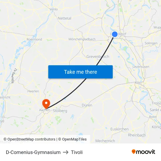 D-Comenius-Gymnasium to Tivoli map