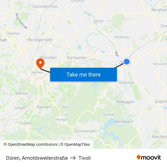 Düren, Arnoldsweilerstraße to Tivoli map
