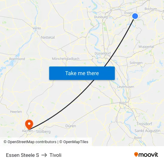 Essen Steele S to Tivoli map