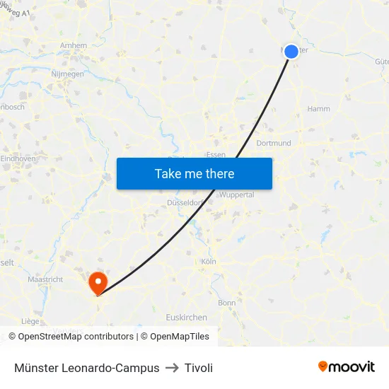 Münster Leonardo-Campus to Tivoli map
