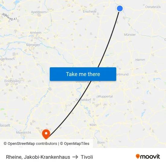 Rheine, Jakobi-Krankenhaus to Tivoli map