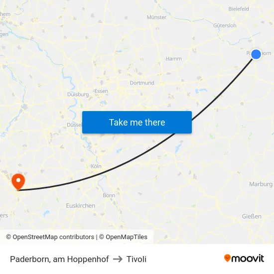 Paderborn, am Hoppenhof to Tivoli map