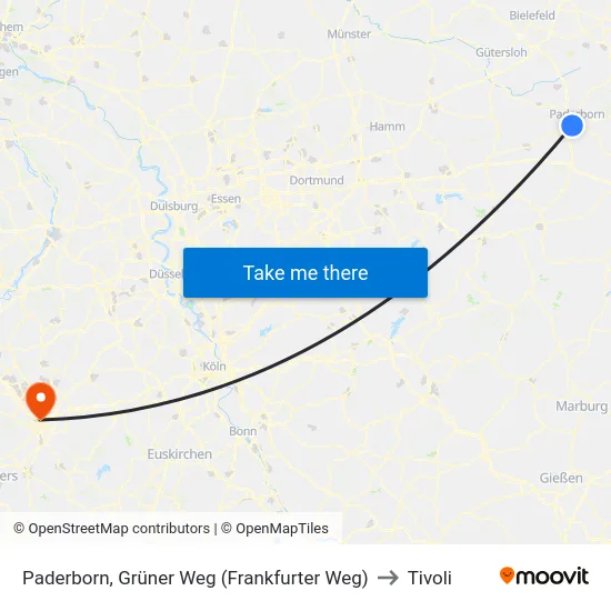 Paderborn, Grüner Weg to Tivoli map