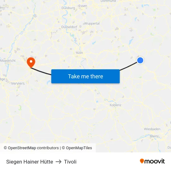 Siegen Hainer Hütte to Tivoli map
