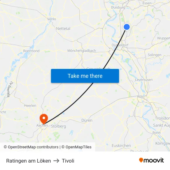Ratingen am Löken to Tivoli map