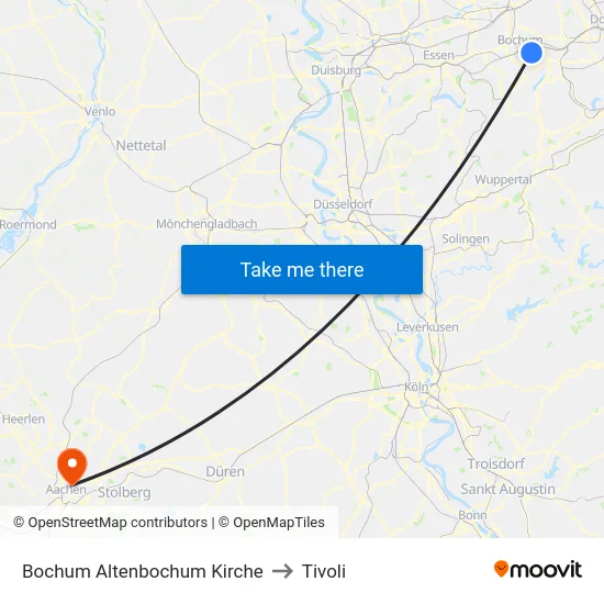Bochum Altenbochum Kirche to Tivoli map