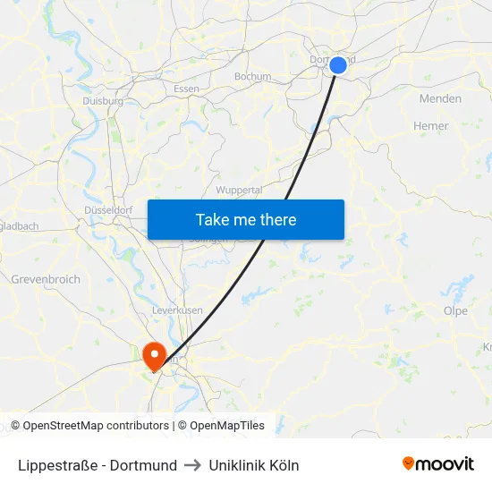 Lippestraße - Dortmund to Uniklinik Köln map