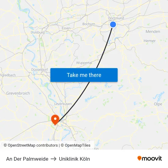 An Der Palmweide to Uniklinik Köln map
