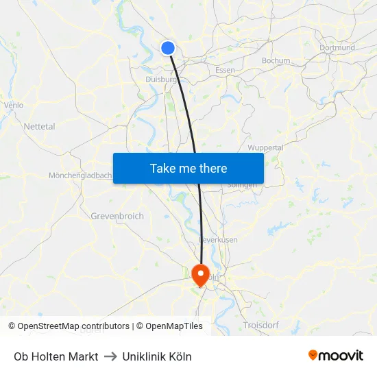 Ob Holten Markt to Uniklinik Köln map