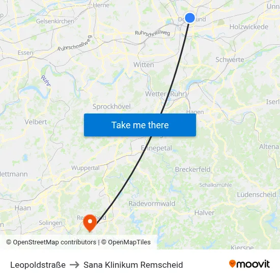 Leopoldstraße to Sana Klinikum Remscheid map