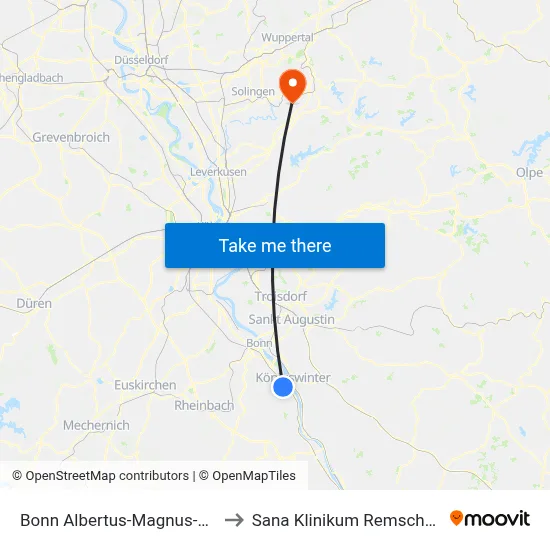 Bonn Albertus-Magnus-Str. to Sana Klinikum Remscheid map