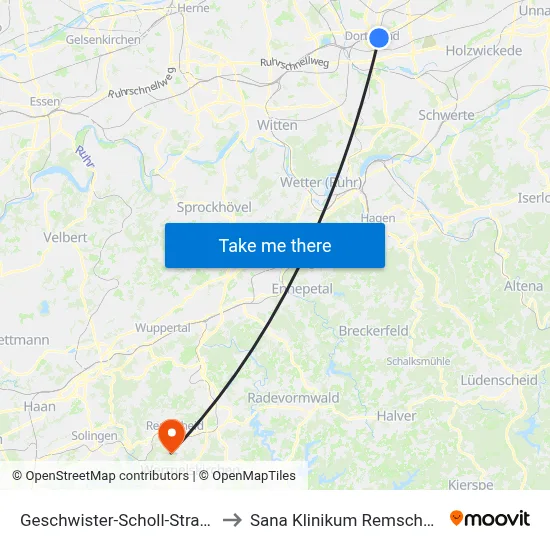 Geschwister-Scholl-Straße to Sana Klinikum Remscheid map
