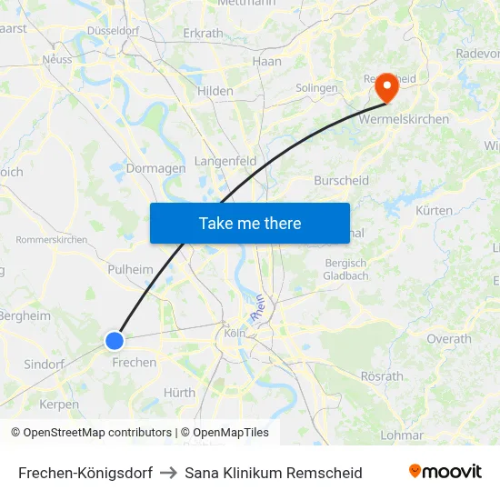 Frechen-Königsdorf to Sana Klinikum Remscheid map