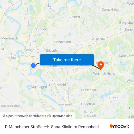 D-Münchener Straße to Sana Klinikum Remscheid map