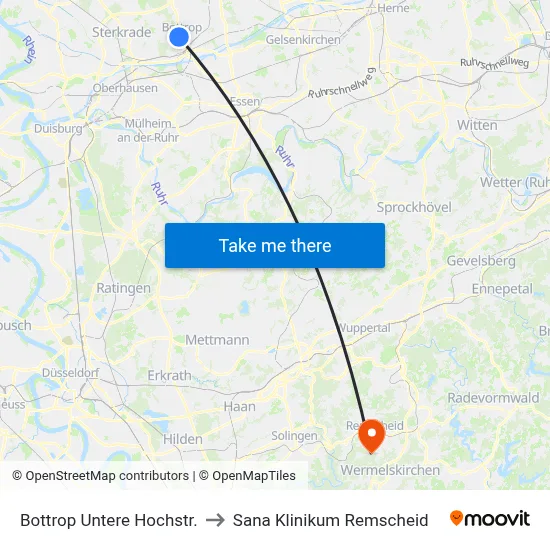 Bottrop Untere Hochstr. to Sana Klinikum Remscheid map