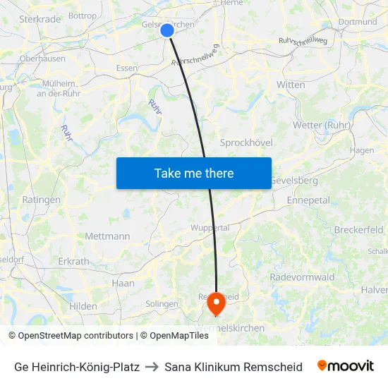 Ge Heinrich-König-Platz to Sana Klinikum Remscheid map