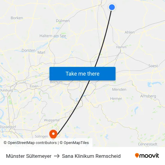 Münster Sültemeyer to Sana Klinikum Remscheid map