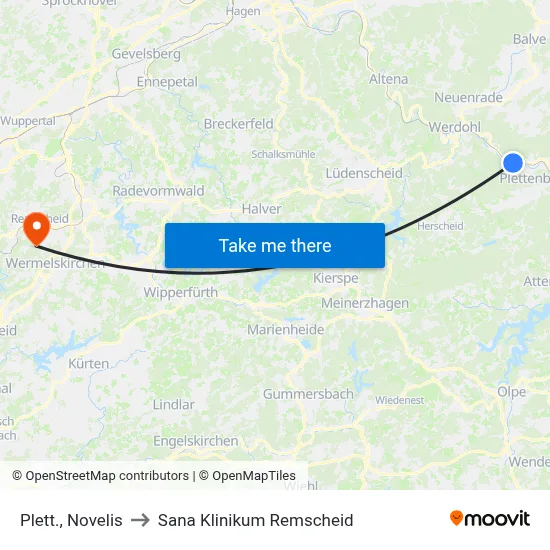 Plett., Novelis to Sana Klinikum Remscheid map