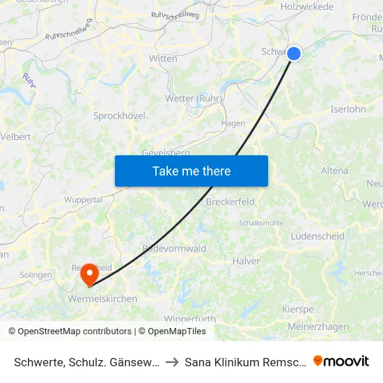 Schwerte, Schulz. Gänsewinkel to Sana Klinikum Remscheid map