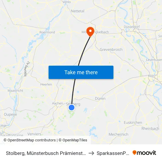 Stolberg, Münsterbusch Prämienstraße to SparkassenPark map