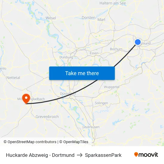 Huckarde Abzweig - Dortmund to SparkassenPark map