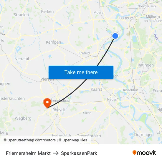 Friemersheim Markt to SparkassenPark map