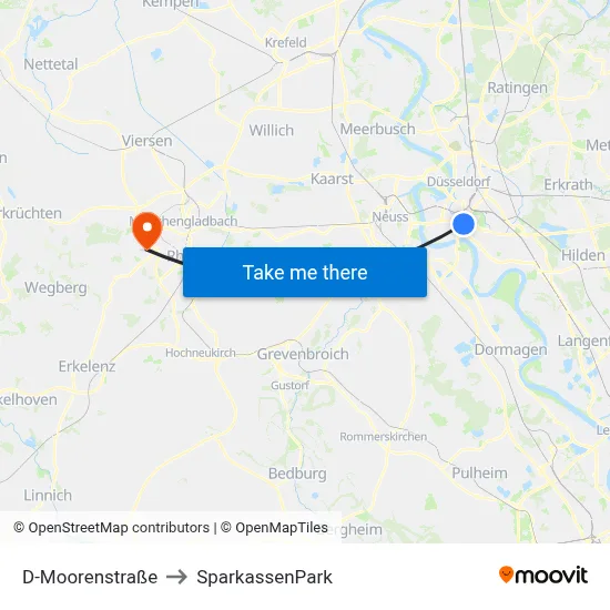 D-Moorenstraße to SparkassenPark map