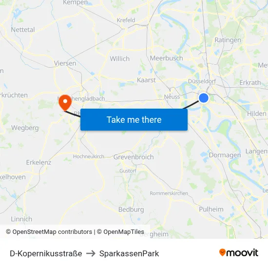 D-Kopernikusstraße to SparkassenPark map