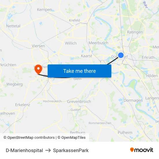 D-Marienhospital to SparkassenPark map