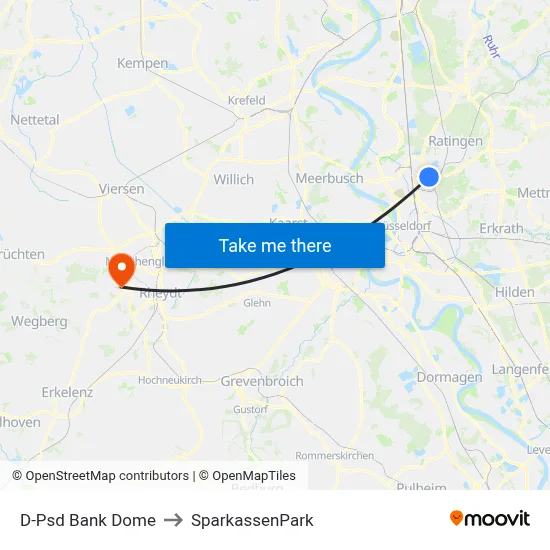 D-Psd Bank Dome to SparkassenPark map