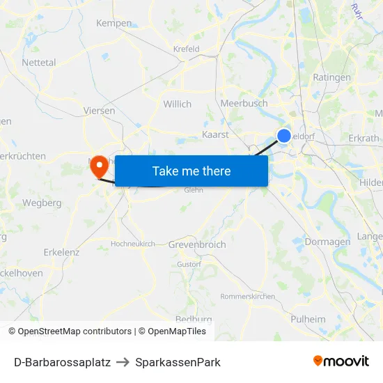 D-Barbarossaplatz to SparkassenPark map