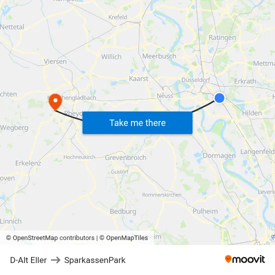 D-Alt Eller to SparkassenPark map