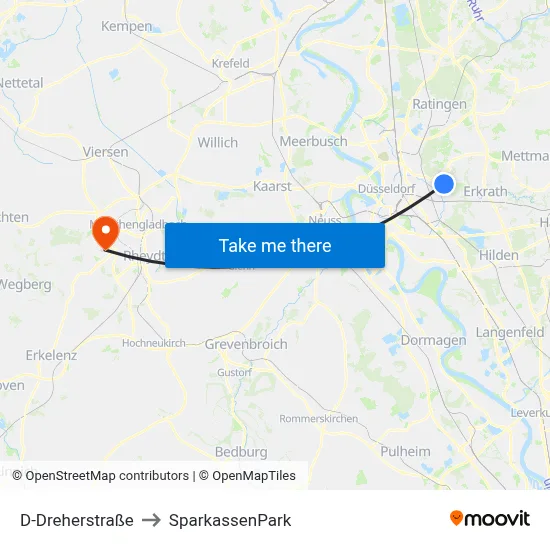 D-Dreherstraße to SparkassenPark map