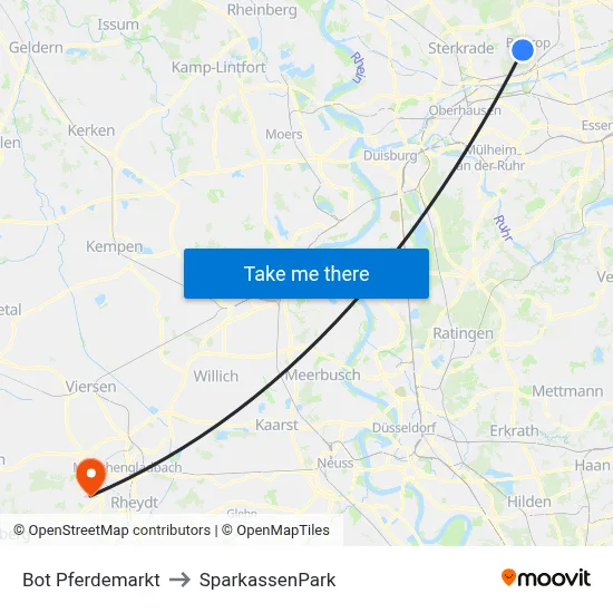 Bot Pferdemarkt to SparkassenPark map
