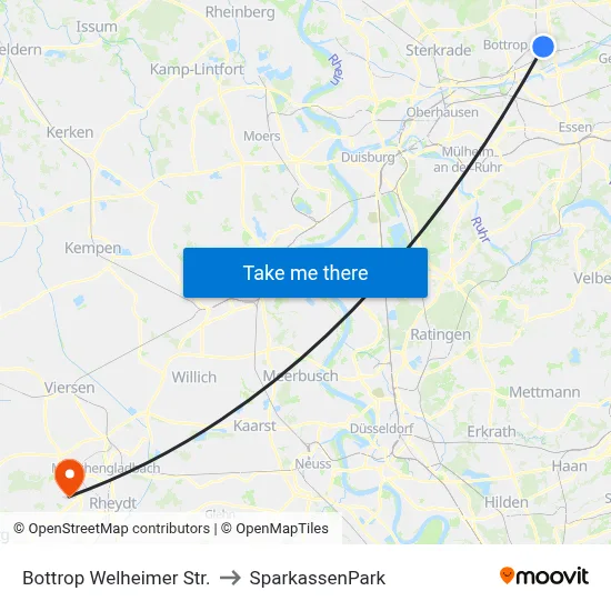 Bottrop Welheimer Str. to SparkassenPark map