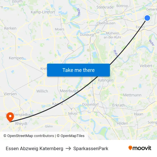 Essen Abzweig Katernberg to SparkassenPark map
