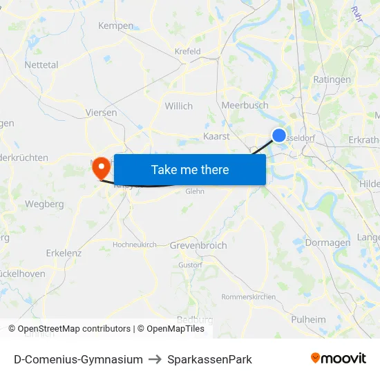 D-Comenius-Gymnasium to SparkassenPark map