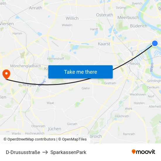 D-Drususstraße to SparkassenPark map