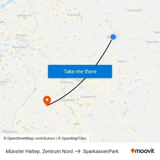 Münster Haltep.  Zentrum Nord to SparkassenPark map