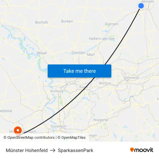 Münster Hohenfeld to SparkassenPark map